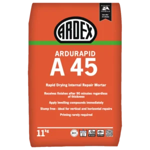 ARDEX ARDURAPID A 45 is a rapid drying and hardening, slump free mortar for internal repairs